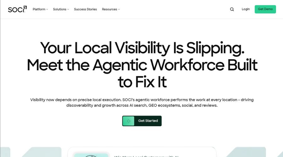 Soci homepage screen