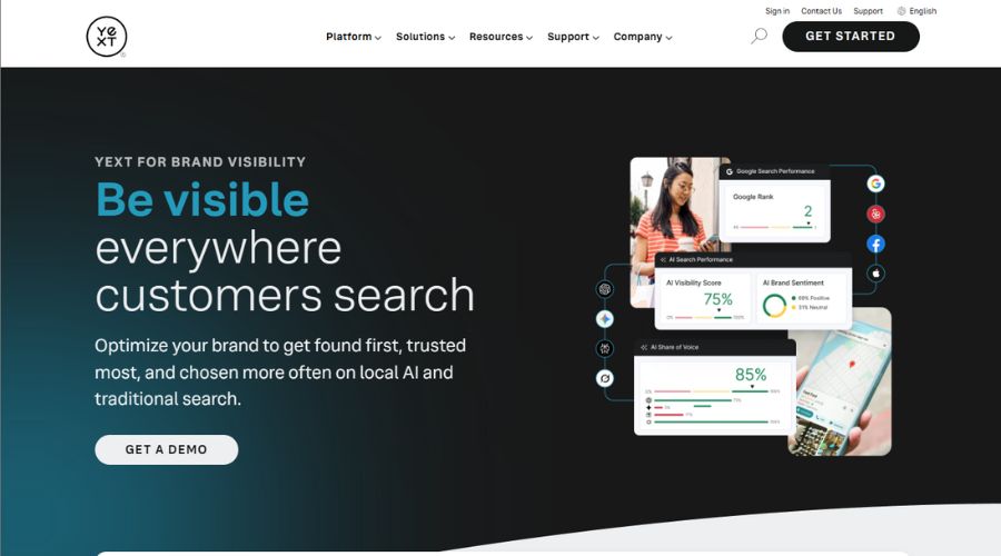 Yext homepage screen