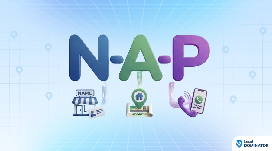 N-A-P An acronym for a businesss Name Address and Phone number